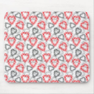Broken hearts in red and grey on white mouse mat