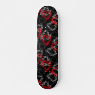 Broken hearts red and gray on black background skateboard