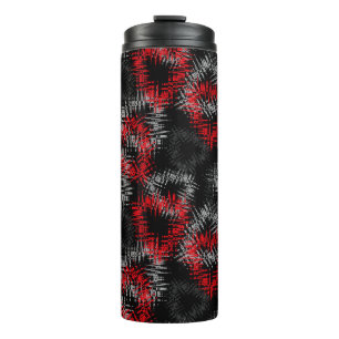 Broken hearts red and grey on black background thermal tumbler