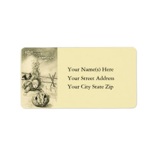 Broken Jack O Lantern Vintage Address Label