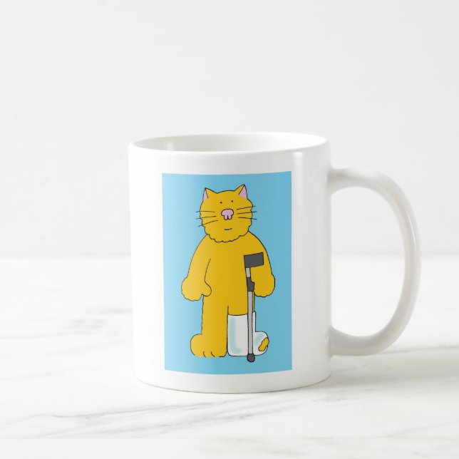 Broken Leg Cat with Leg in Plaster Coffee Mug (Right)