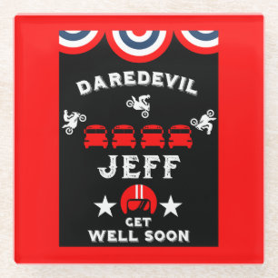 Broken Leg Clumsy Person Get Well Glass Coaster