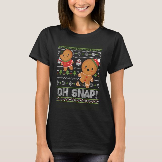 Broken Leg Head Gingerbreads Girl Boy Dancing Snow T-Shirt (Front)