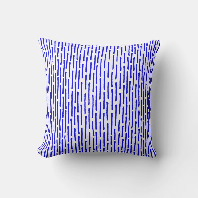Broken Lines - Blue on White Cushion (Front)