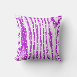 Broken Lines - Purple on White Cushion