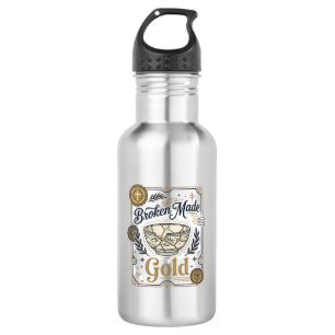 Broken Made Gold Jesus Kintsugi Broken Pottery Chr 532 Ml Water Bottle