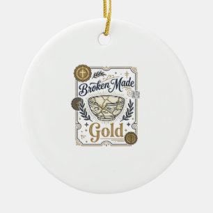 Broken Made Gold Jesus Kintsugi Broken Pottery Chr Ceramic Tree Decoration