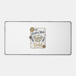 Broken Made Gold Jesus Kintsugi Broken Pottery Chr Desk Mat