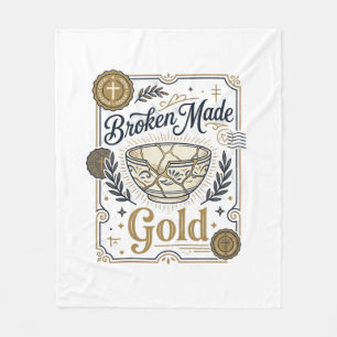Broken Made Gold Jesus Kintsugi Broken Pottery Chr Fleece Blanket