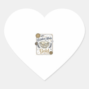 Broken Made Gold Jesus Kintsugi Broken Pottery Chr Heart Sticker