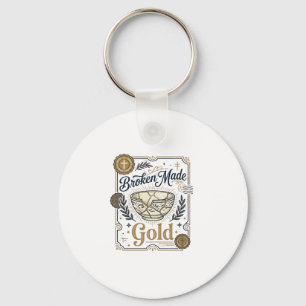 Broken Made Gold Jesus Kintsugi Broken Pottery Chr Key Ring