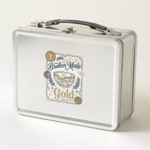 Broken Made Gold Jesus Kintsugi Broken Pottery Chr Metal Lunch Box