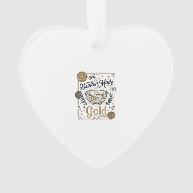 Broken Made Gold Jesus Kintsugi Broken Pottery Chr Ornament (Front)