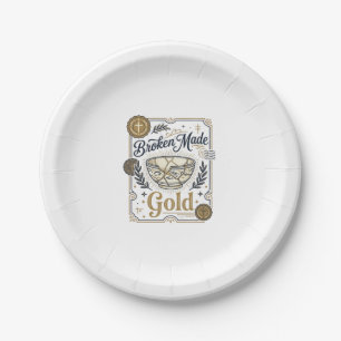 Broken Made Gold Jesus Kintsugi Broken Pottery Chr Paper Plate