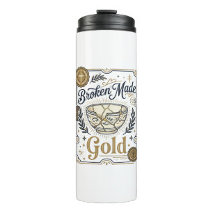 Broken Made Gold Jesus Kintsugi Broken Pottery Chr Thermal Tumbler