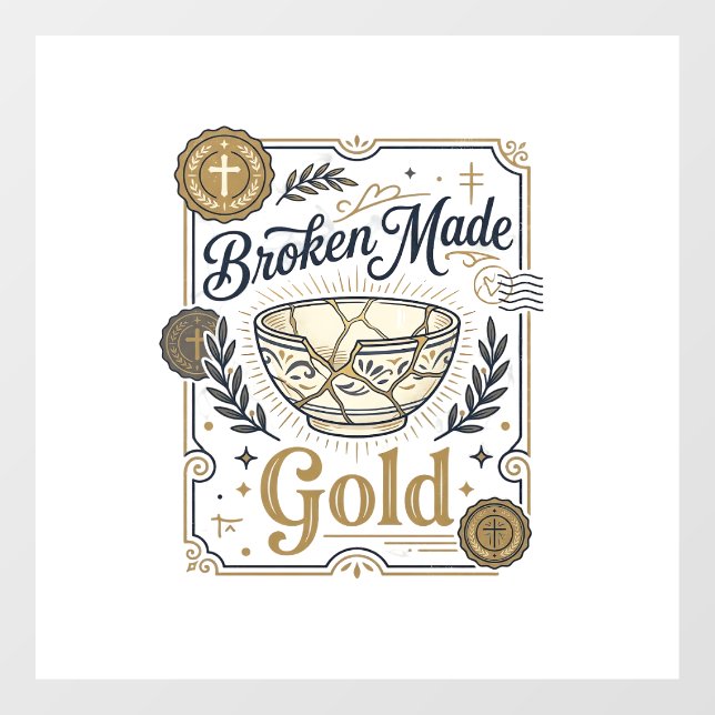 Broken Made Gold Jesus Kintsugi Broken Pottery Chr Window Cling (Sheet)