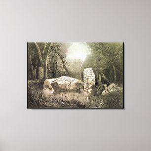 Broken Mayan idol at Copan, Guatemala Canvas Print