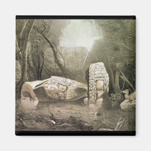 Broken Mayan idol at Copan, Guatemala Magnet