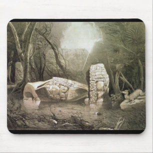 Broken Mayan idol at Copan, Guatemala Mouse Mat