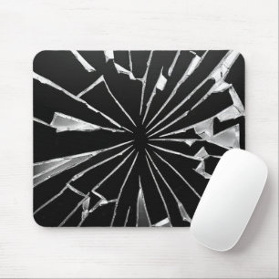 Broken Mirror Shards On Black Mouse Mat