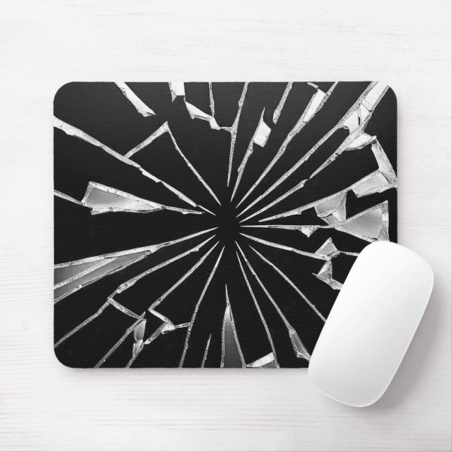 Broken Mirror Shards On Black Mouse Mat (With Mouse)