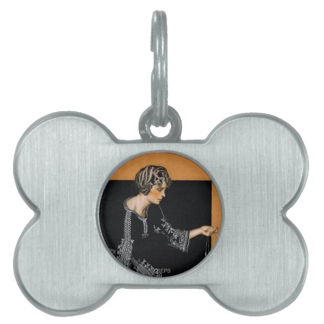 Broken Pearl Necklace Pet Name Tag (Front)