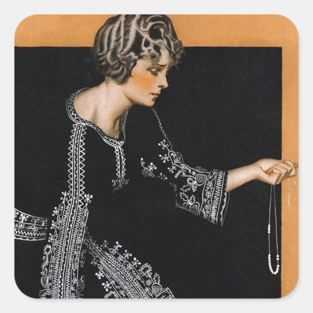 Broken Pearl Necklace Square Sticker (Front)