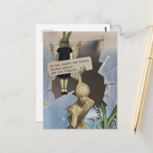 Broken People Are Not Fragile Vintage Collage Postcard