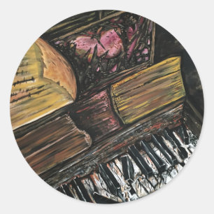 Broken Piano   Classic Round Sticker