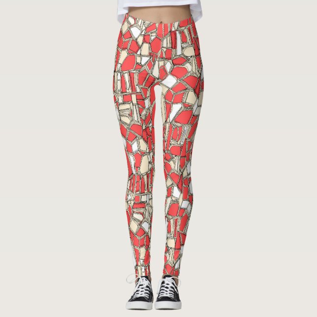 BROKEN POP coral Leggings (Front)