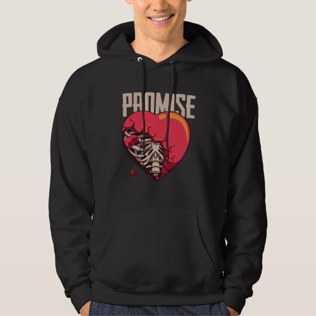 Broken Promise Broken Heart Rib Cage Sad Emo Break Hoodie (Front)