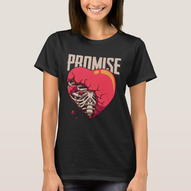 Broken Promise Broken Heart Rib Cage Sad Emo Break T-Shirt (Front)