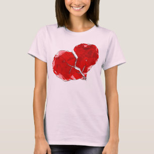 Broken Red Heart Polygon Abstract Apparel T-Shirt