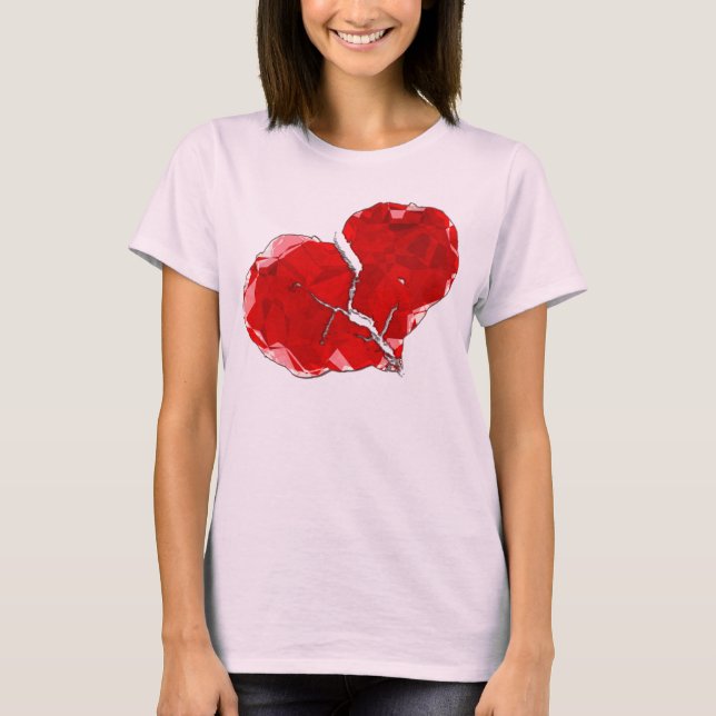Broken Red Heart Polygon Abstract Apparel T-Shirt (Front)