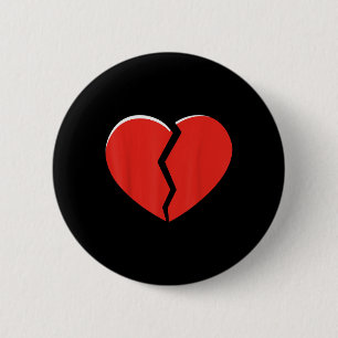 Broken Red Heart Valentines Day Funny Heart Design 6 Cm Round Badge