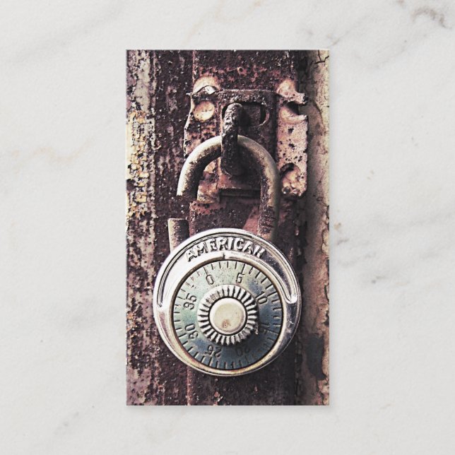 Broken Rusty American Padlock Security Business Business Card (Front)