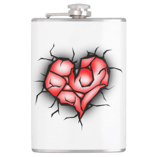 Broken & Shattered Heart Water Bottle Hip Flask