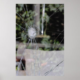 Broken show-window poster