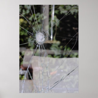 Broken show-window poster