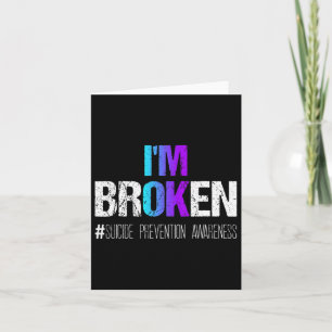 Broken Teal And Purple Ribbon Suicide Prevention A Card
