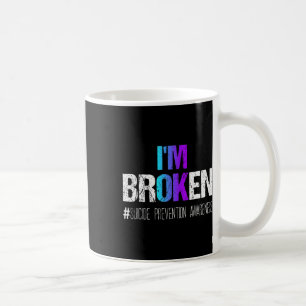 Broken Teal And Purple Ribbon Suicide Prevention A Coffee Mug