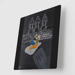 Broken Then Fried Painting by Alfred Fox Square Wall Clock