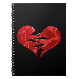 BROKEN TORN RED HEART LOVE EMO ENDS UNHAPPY FEELIN NOTEBOOK