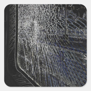 broken train window square sticker