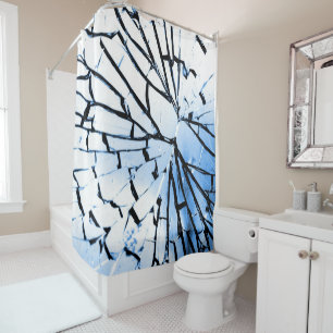 broken window shower curtain