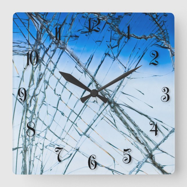 Broken window square wall clock (Front)