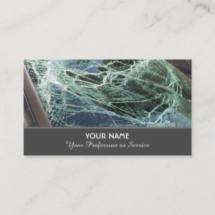 Broken windshield glass for car repair experts business card