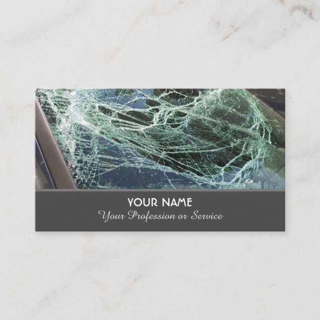 Broken windshield glass for car repair experts business card (Front)