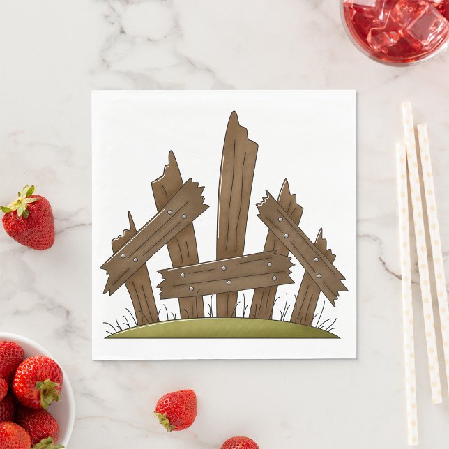 Broken Wooden Fence Rustic Farmyard  Napkin (Creator Uploaded)