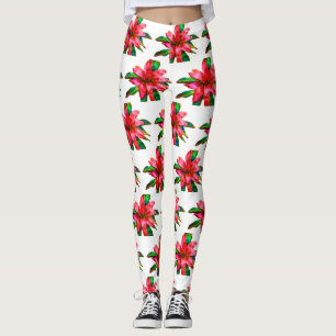 Bromeliad Leggings in Red and White